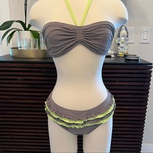Colombian bikini L (runs like M ) gray & neon green